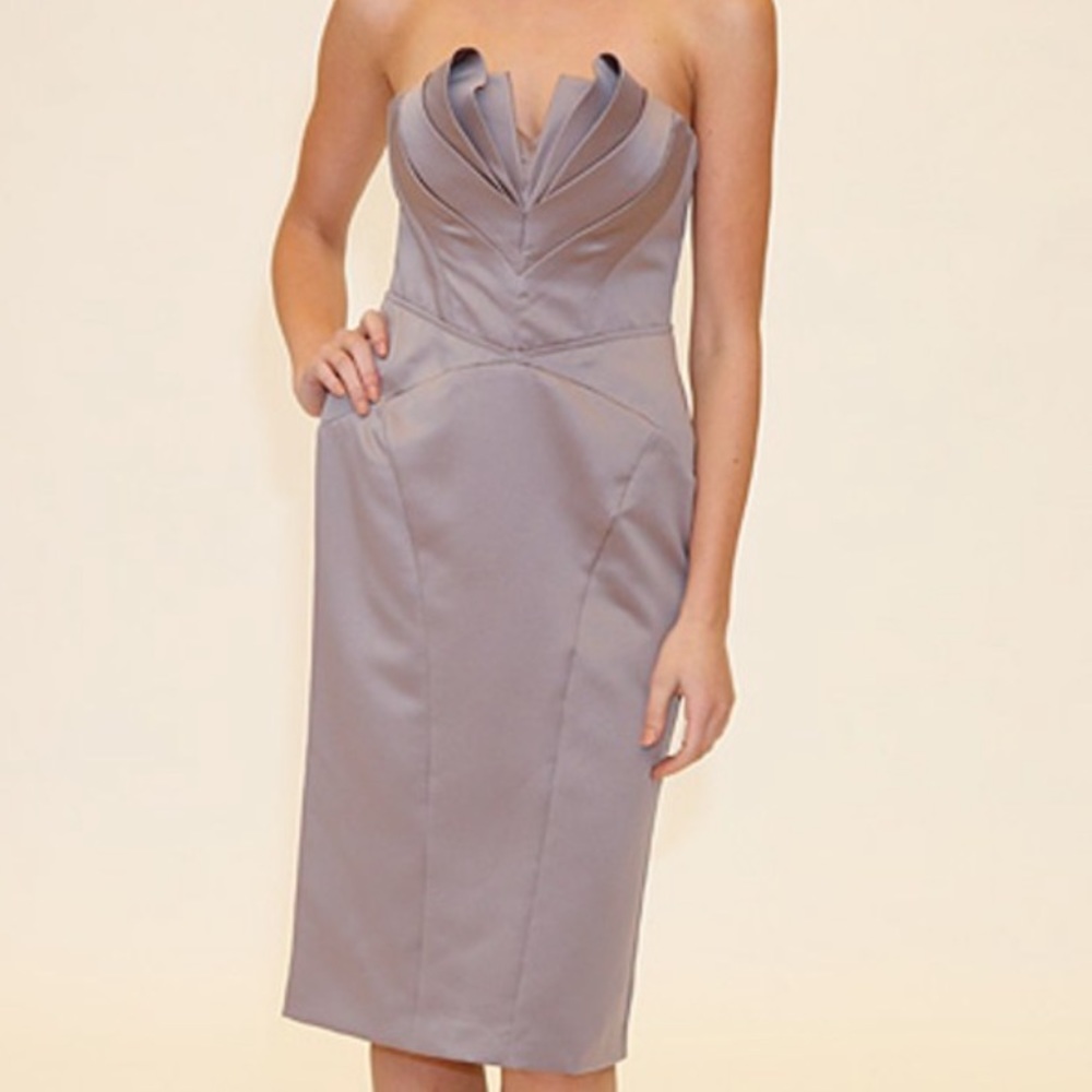 Zac Posen x DB strapless knee-length satin dress